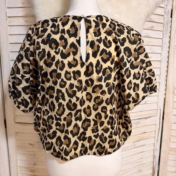 Zara Black and Tan Leopard Print Blouse - Picture 4 of 8